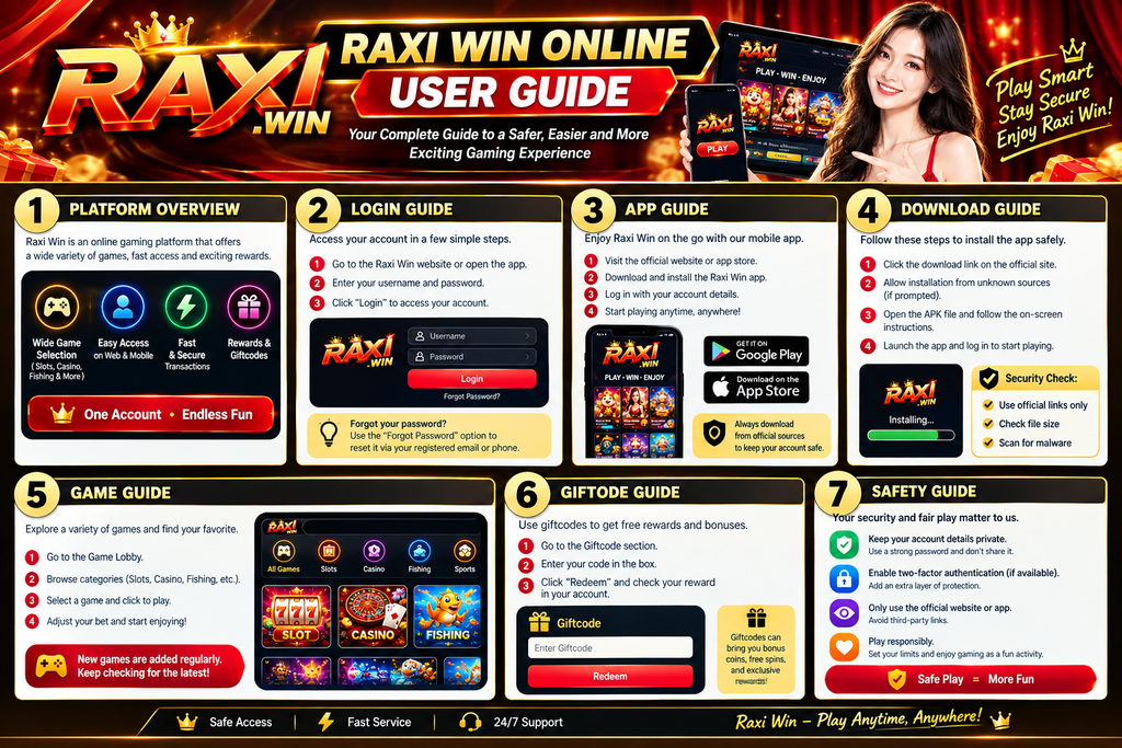 Raxi Win Online User Guide: Getting Started, Website Features and Safe Browsing